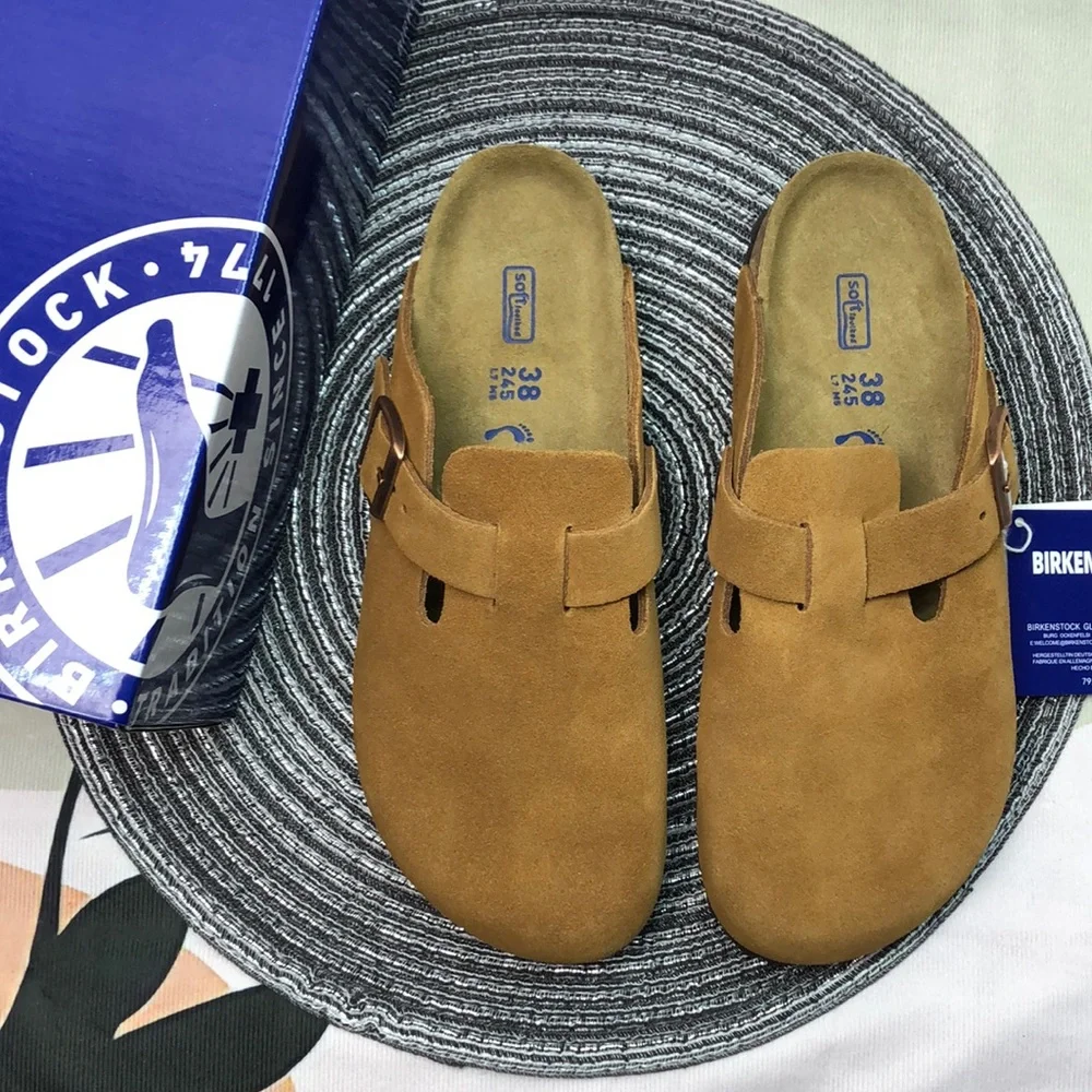 🎊FRESH🎊 NWT Women's Mink Suede Birkenstock Boston Shoes - Narrow Fit - Picture 1 of 6